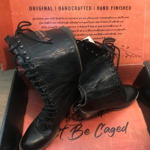 FREEBIRD GRANNY GRANY BOOTS SOLID BLACK COMBAT LACE UP FREEBIRD BY STEVEN